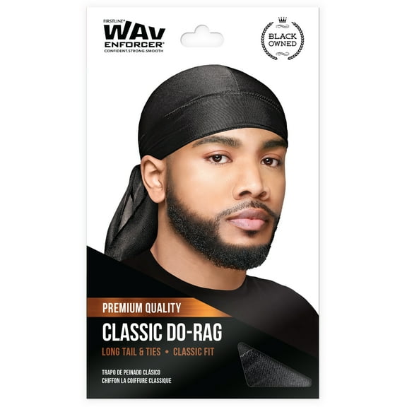 WavEnforcer Classic Do-Rag, Black, 1 Count
