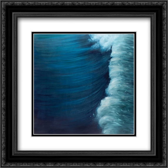 Wave 2x Matted 20x20 Black Ornate Framed Art Print by Atelier B Art Studio