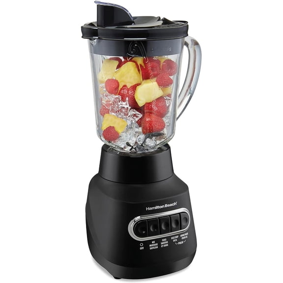 Wave Action Blender for Smoothies, Stainless Steel Ice Sabre Blades, 40oz Glass Jar, 800 Watts, Quiet Design, Black (58175)