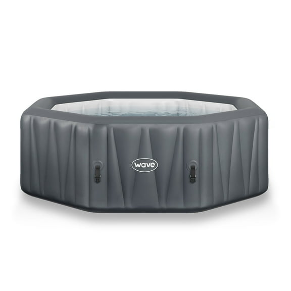 Wave Aegean 6-Person Inflatable Hot Tub | Integrated Eco Heater | 130 Aquajet Massage System | Anti-Freeze Protection | Quick 15-Minute Setup | Dark Gray