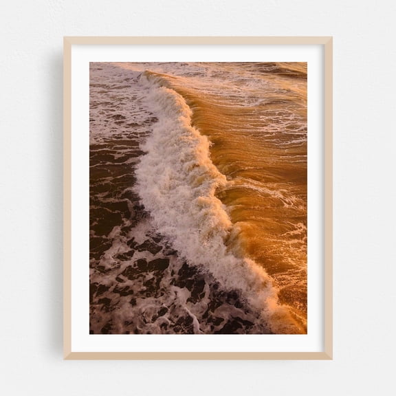 Wave After Wave - St. Augustine Beach Florida Photography Waves Seascape Ocean Sunset Coast Nature Beach Oak Framed Wall Art Print 6 x 8 inches