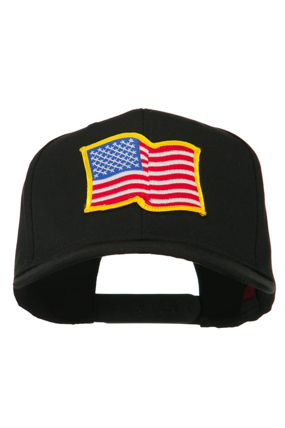 Wave American Flag Patched High Profile Cap - Black OSFM