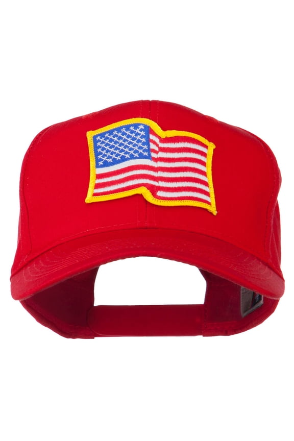 Wave American Flag Patched High Profile Cap - Red OSFM