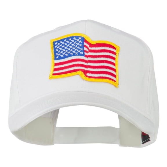 Wave American Flag Patched High Profile Cap - White OSFM