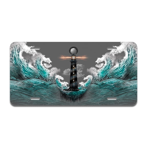 Wave Anchor Aluminum License Plate| License Plate 12" X 6" Fits Any Car, Truck, SUV, RV, or Trailer | Made in The USA