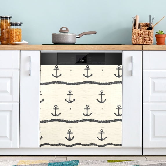 Wave Anchor Dishwasher Magnet Cover Reuseable Refrigerator Magnet Cover Decal Fridge Microwave Stickers Hoilday Party Decor 23 x 26 Inch