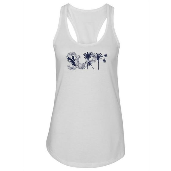 Wave And Palms Surf Text Tank Women -Image by Shutterstock, Female x-Large