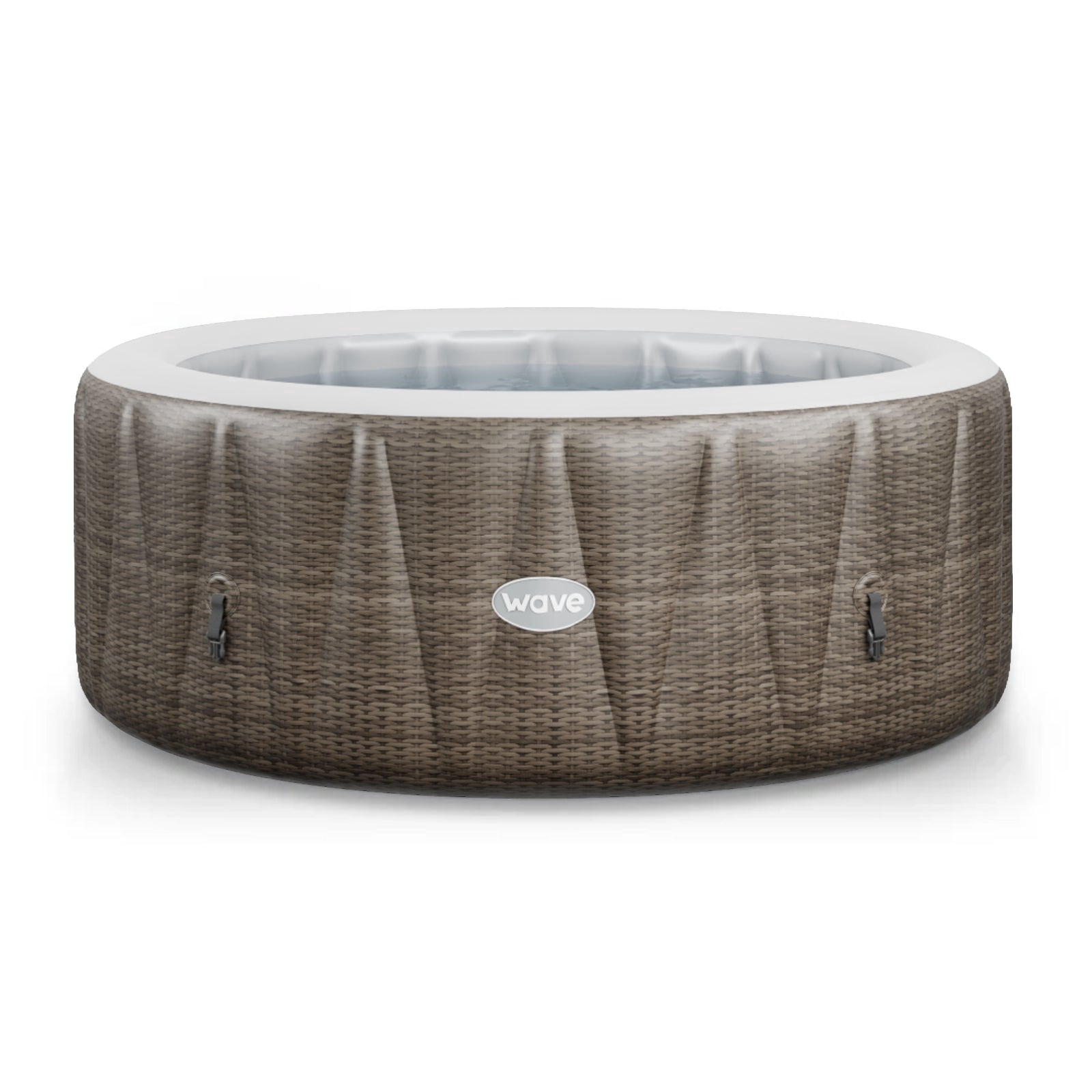 Wave Atlantic 6-Person Round Inflatable Hot Tub | 130-Jet Massage & Eco Heater | Brown Rattan