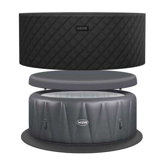 Wave Atlantic | 4-Person Inflatable Hot Tub | EnergySave Bundle | Dark Gray