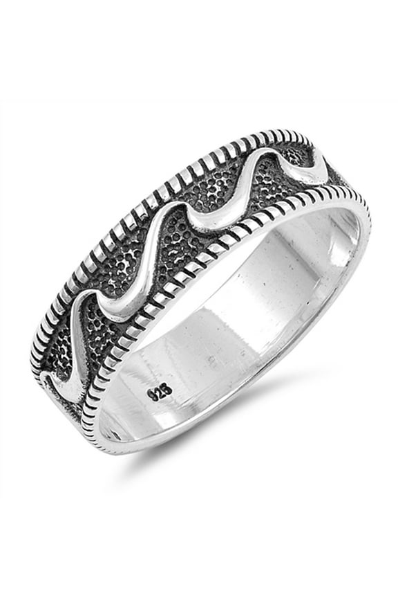 Wave Bali Rope Ocean Sea Thumb Ring .925 Sterling Silver Band Jewelry Female Male Unisex Size 5