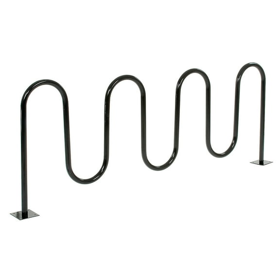 Wave Bike Rack, Black, Flange Mount, 9-Bike Capacity