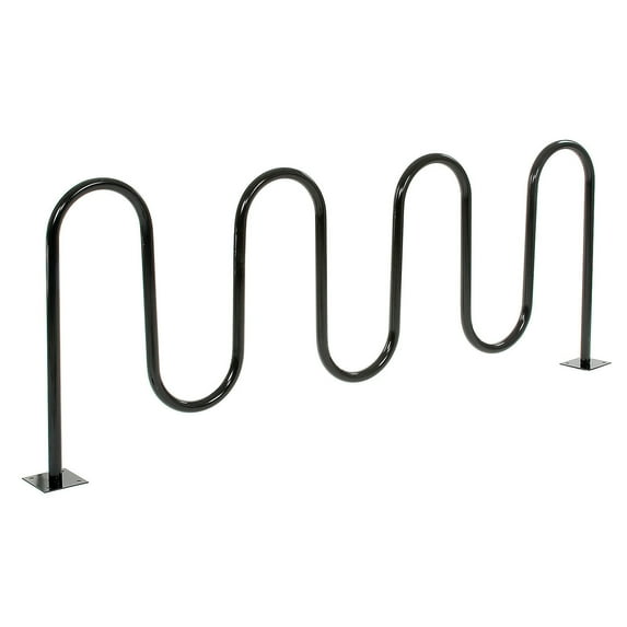 Wave Bike Rack, Black, Flange Mount, 9-Bike Capacity