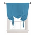 thumbnail image 1 of Wave Blue Tie Up Curtains for Kitchen Bathroom Bedroom Windows 63 Inch Length, Pure Blue Solid Color Simple Minimalism Art Balloon Drape Curtains Shade Rod Pocket Drapery Curtain Panel, 52"x63", 1 of 7