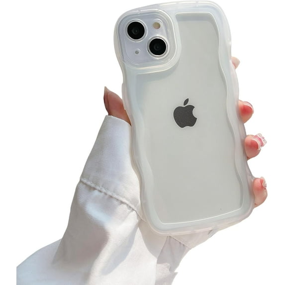 Wave Border Phone case, Cute Curly Border Design, Small Fresh Style, Clear Phone case, for iPhone 15 14 13 12 11 Pro Max Mini XS XR 7 8 6 6S SE Phone Case (White,iPhone 11)