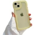 thumbnail image 1 of Wave Border Phone case, Cute Curly Border Design, Small Fresh Style, Clear Phone case, for iPhone 15 14 13 12 11 Pro Max Mini XS XR 7 8 6 6S SE Phone Case (Yellow,iPhone 12 Pro Max), 1 of 8