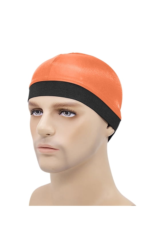 Wave Cap, Silk Stocking Wave Caps for 360 Waves, Silky Durag for Men, Stain Caps Orange