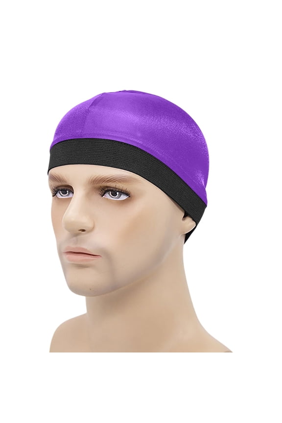 Wave Cap, Silk Stocking Wave Caps for 360 Waves, Silky Durag for Men, Stain Caps Purple