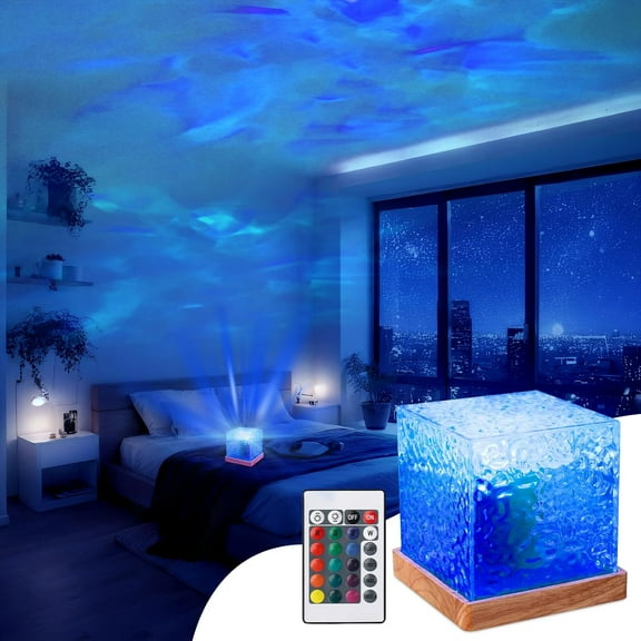 Wave Ceiling Projector, Colors Changing Show Lamp with Remote, Sunset/Cloud Night Light, Lights, Luminorthe Cube lamp for /Room Decor(Big)