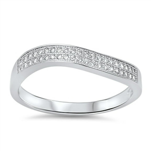 Wave Cluster White Cubic Zirconia Wholesale Ring .925 Sterling Silver Band Jewelry Female Size 7