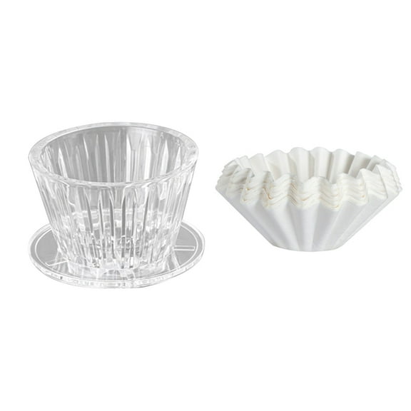Wave Coffee Dripper Pour over Coffee Filter Cups Hand-Poured Cake Shaped Origami Filter Cup W/50Pcs Filter Paper