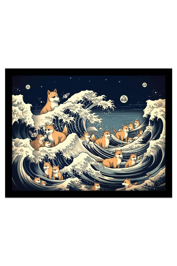 Wave Collection (Shiba Waves) 30 x 40cm Collector Print (Framed)