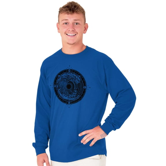 Wave Compass Ocean Sea Spiritual Long Sleeve TShirt Men Women Brisco Brands S