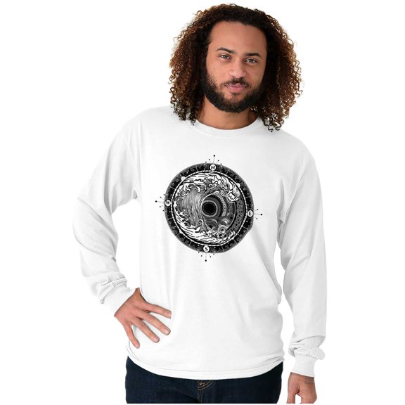 Wave Compass Ocean Sea Spiritual Long Sleeve TShirt Men Women Brisco Brands S