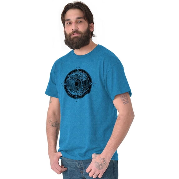 Wave Compass Ocean Sea Spiritual Men's Graphic T Shirt Tees Brisco Brands 3X