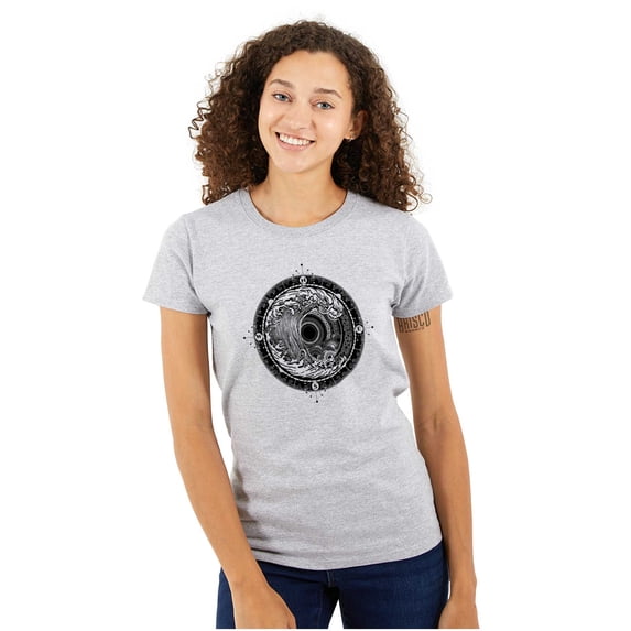 Wave Compass Ocean Sea Spiritual Womens Fitted Plus Size Graphic Tee Brisco Brands 3X