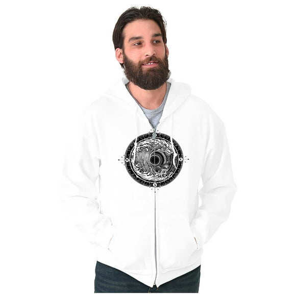 Wave Compass Ocean Sea Spiritual Zip Up Hoodie Men's Women's Brisco Brands S
