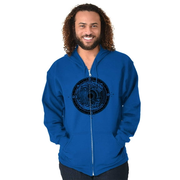 Wave Compass Ocean Sea Spiritual Zip Up Hoodie Men's Women's Brisco Brands X