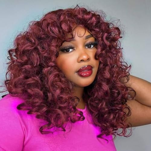 Wave Crochet Hair 8 Inch, 8 Packs Deep Wave Crochet Hair for Women, Short Curly Crochet Braids Pre Looped Beach Curl Hair Extensions (Burgundy#)