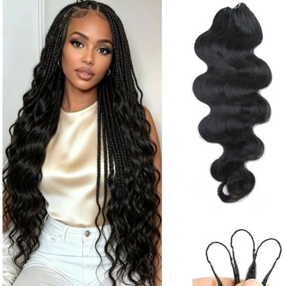 Wave Crochet Hair for Black Women, Pre-Separated Miracle Knots Crochet Braids Human Hair Invisible Curly Hair Extensions Easy Install & Look, Black 14 Inch-100g