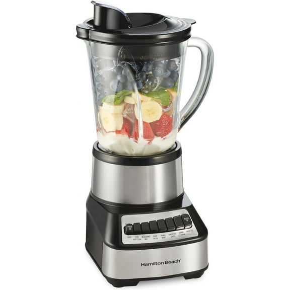 Wave Crusher Blender For Smoothies With 40 Oz Glass Jar and 14 Functions, Ice Sabre Blades & 700 Watts for Consistently Smooth Results, Black + Stainless Steel (54221)