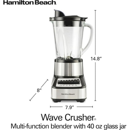 Wave Crusher Blender With 40 Oz Glass Jar, 14 Functions, 700 , Ice  Blades, Black + Stainless Steel