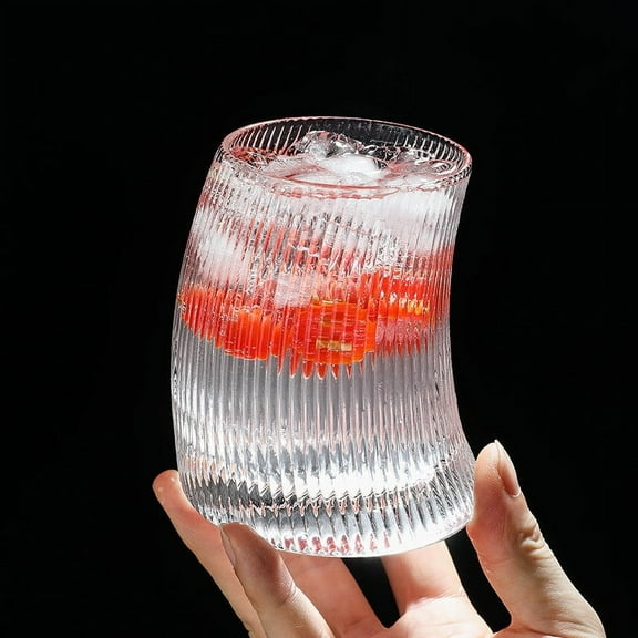 Wave Crystal Glass - Modern Ripple Beer & Wine Glass - Round Mouth with Edges - 1 Piece Set