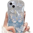 thumbnail image 1 of Wave Curl Border Butterfly Phone Case with or Without Glitter Pink Paper, with or Without Chain, Girly, for iPhone 15 14 13 12 11 Pro Max X XS XR 7 8 Phone Case (A1,iPhone 7Plus/8Plus), 1 of 8