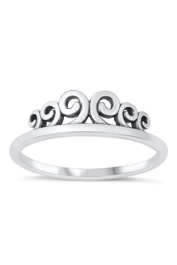 Wave Curl Vintage Ring .925 Sterling Silver Band Jewelry Female Male Unisex Size 8