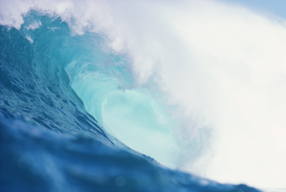Wave Curling Over With Whitewash And A Barrel Forming Canvas Art - Liysa Swart Design Pics (19 x 12)