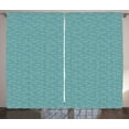 thumbnail image 1 of Ambesonne Wave Curtains 2 Panel Set, Sea Animals Calm Doodle Art, 108" x 90", White and Pale Teal, 1 of 3