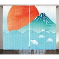 thumbnail image 1 of Ambesonne Wave Curtains 2 Panel Set, Japanese Far Eastern Nature, 108" x 90", Vermilion Seafoam, 1 of 3