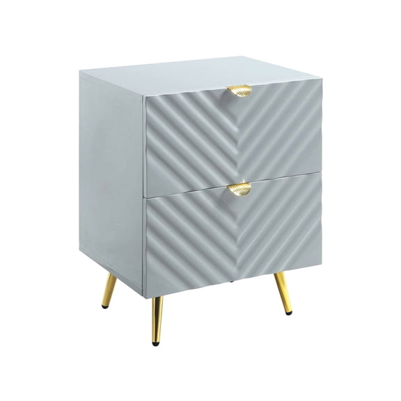 Wave Design 2-Drawer MDF Nightstand / Bedroom Storage / Enhance Room Aesthetics