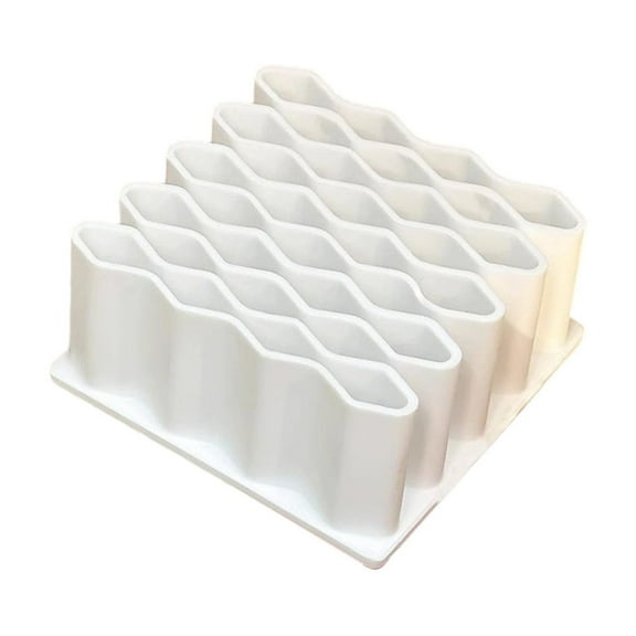 Wave Design Medicine Storage Rack with Compartments, Desktop Organizer for Glue Strips, Medicines, and Ointments, Clear Plastic Storage Solution ( White )