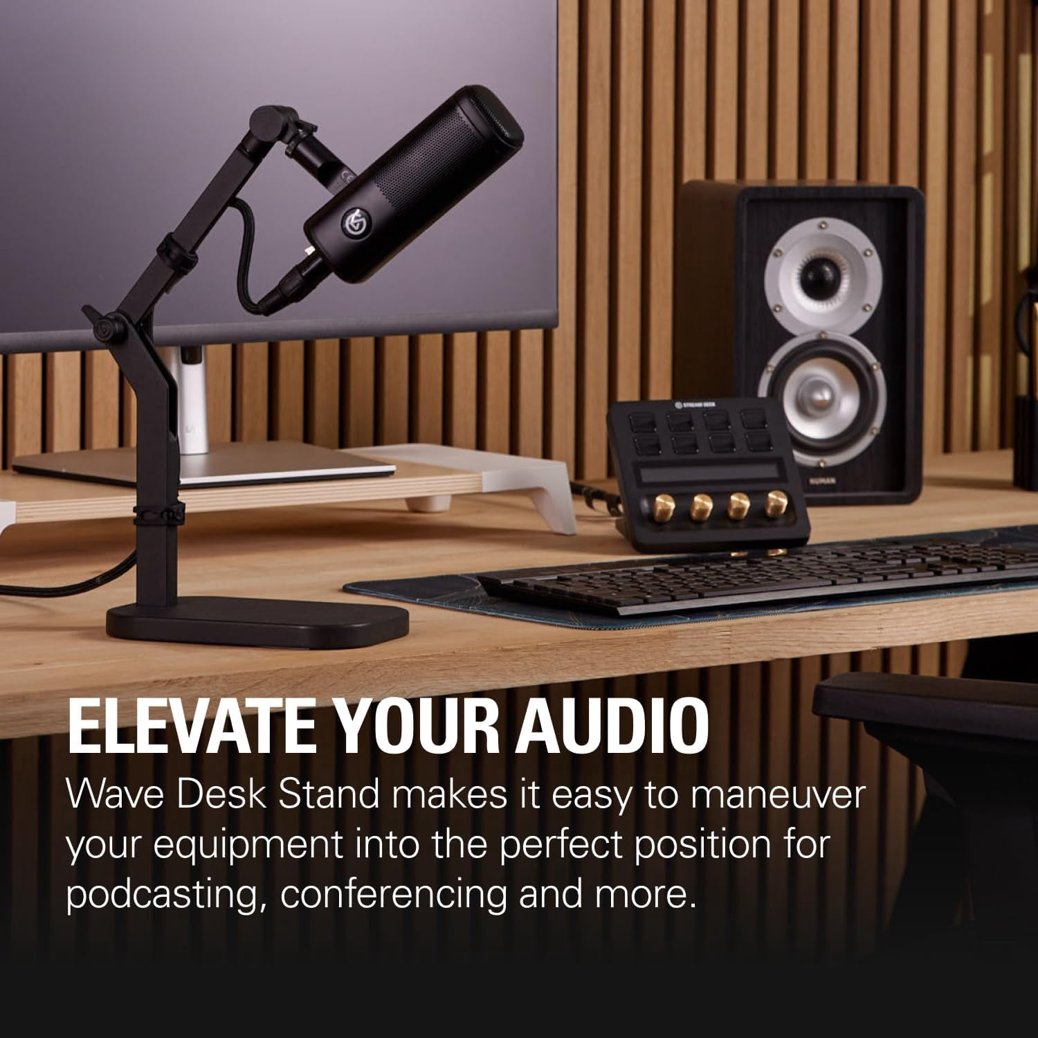 Wave Desk Stand - Adjustable Microphone Mounting Arm for Podcasting, Streaming, and Recording with  Thread Compatibility