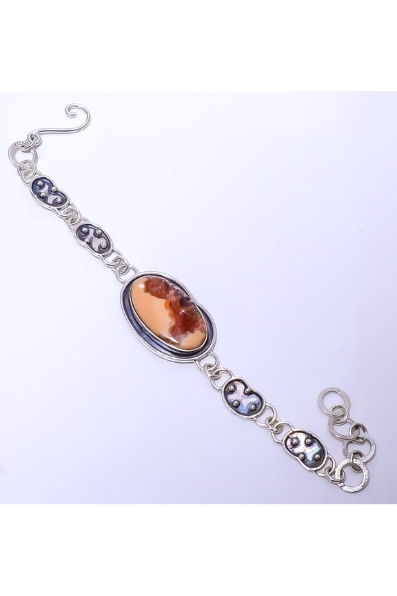 Wave Dolomite - Mexico 925 Sterling Silver Bracelet 7.99" B_9206_72_31, Gemstone Jewelry, Birthday Gift, Beautiful Jewelry For Woman & Girls