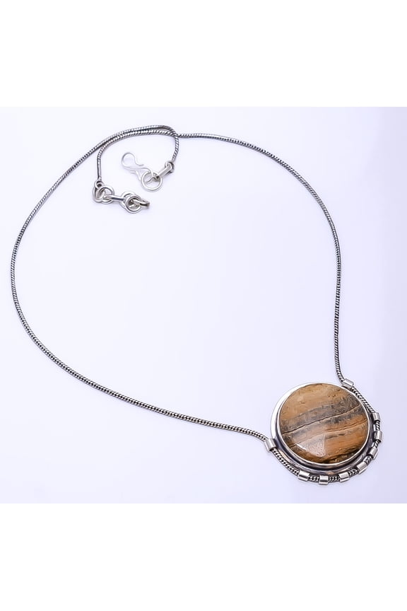 Wave Dolomite -Mexico 925 Sterling Silver Chain Pendant 19-23", Maroon Dolomite Necklace N_9269_108_28, New Year Sale, Valentin's Day Gift