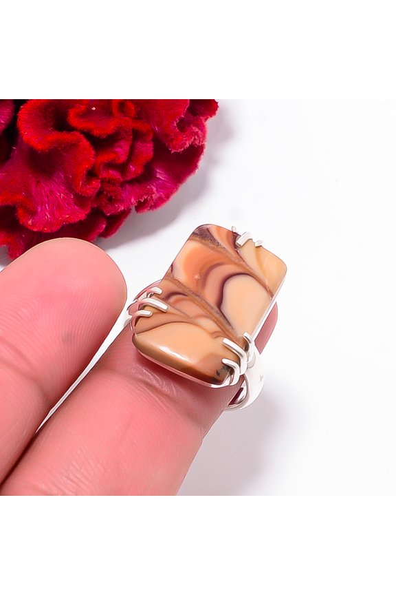 Wave Dolomite - Mexico Gemstone 925 Sterling Silver Ring S.7.5 R102521, Christmas Gift