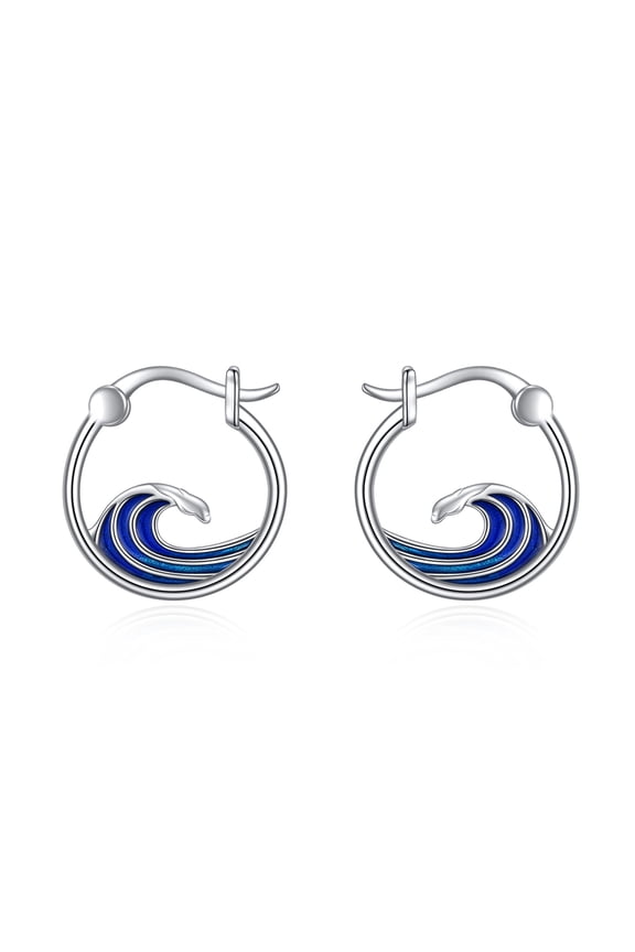 Wave Earrings Sterling Silver Ocean Jewelry Gifts for Women