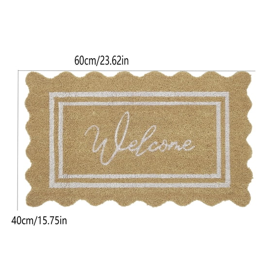 Wave Edges Outdoor Door Mat, Welcome Script, Dirt Scraper Floor Rug, Durable Weather Resistant Entrance Mat For Front Or Back Doors, Two Sizes 15.75x23.62 Or 19.7x31.5 Inches, Non Slip Backing