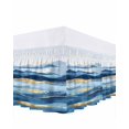 thumbnail image 1 of Wave Effect Art Ruffle Bed Skirt King Size Blue Waves with Golden Graffiti Art Adjustable Elastic Dust Bed Skirts Wrap Around Bedskirt Wrinkle Free Easy Fit with 16 Inch Drop, 1 of 8